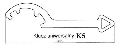 Klucz do nasad i hydrantów K5 uniwersalny wymiary